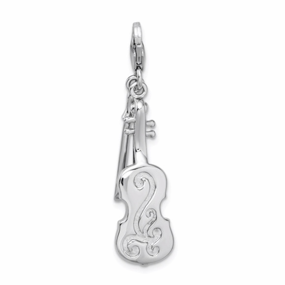 3-D Violin With Lobster Clasp Charm - Picture 3 of 4